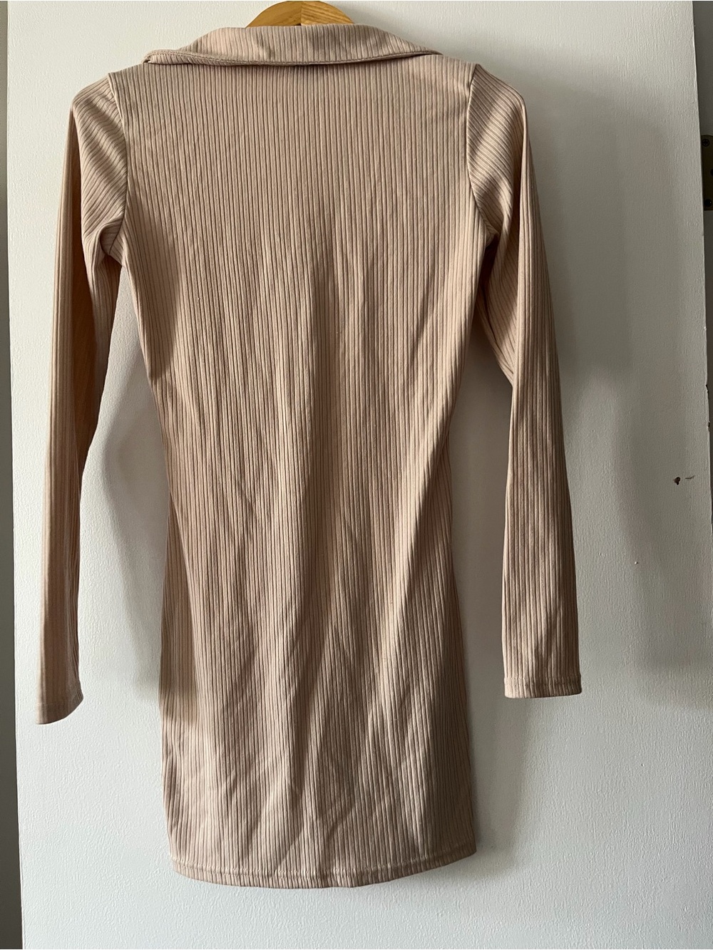 Princess Polly Long Sleeve Ribbed Bodycon Dress - Nude Blush